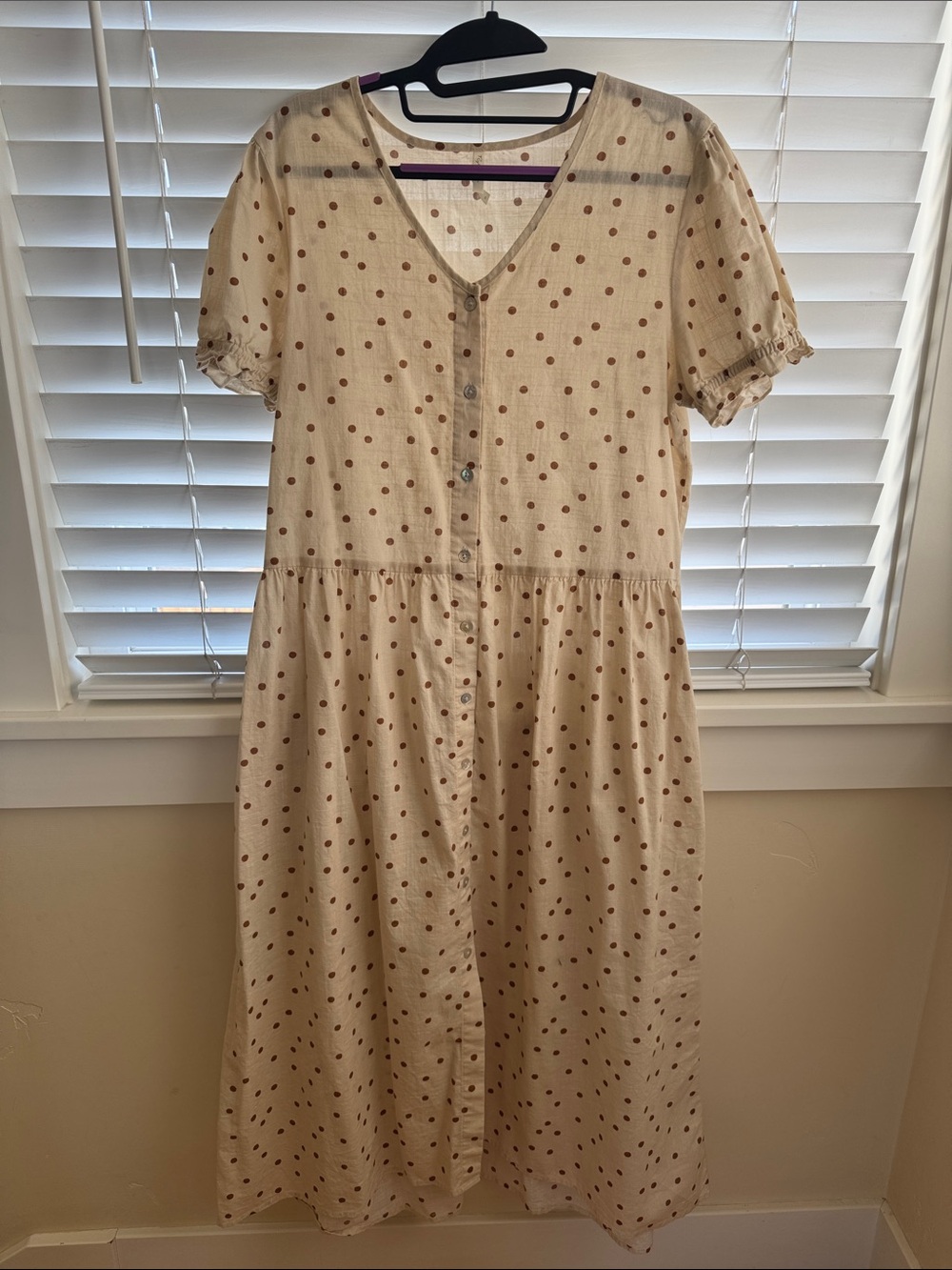Rylee + Cru Women's Zoe Dress Cream with Brown Polka Dots